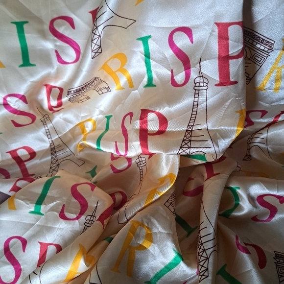 J. MICO SANCHO GRAPHIC PARIS all over monogram eiffel tower colorful scarf 35x35 - Picture 5 of 8